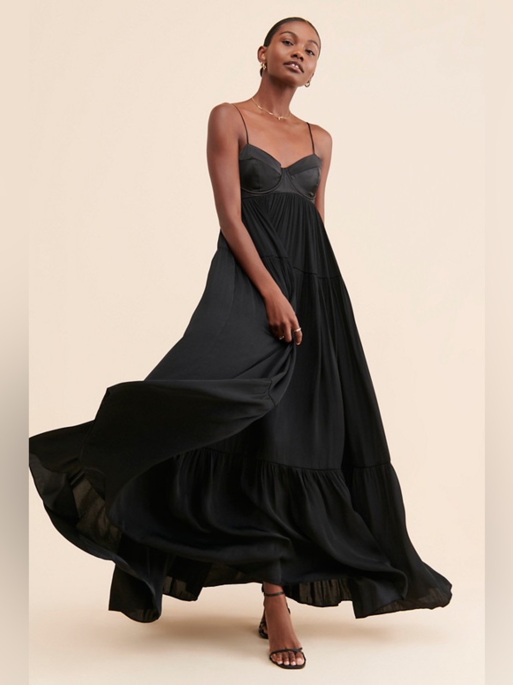 Free People Freya Maxi Dress Black Bustier Small
